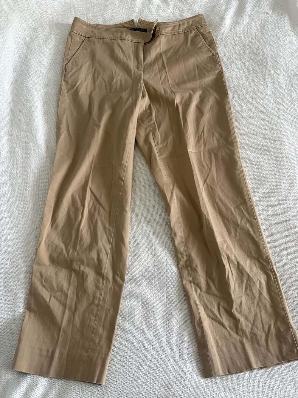 Apostrophe Stretch Women's Tan Cotton-Blend Straight-Leg Pants